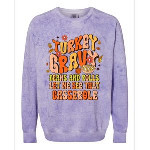 Groovy Turkey Gravy Beans And Rolls Thanksgiving Gift Colorblast Crewneck Sweatshirt