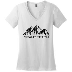 Grand Teton Grand Teton National Park Wyoming Women's V-Neck T-Shirt