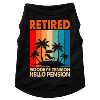 Goodbye Tension Hello Pension Beach Palm Trees Retirement Doggie Tank