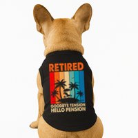 Goodbye Tension Hello Pension Beach Palm Trees Retirement Doggie Tank