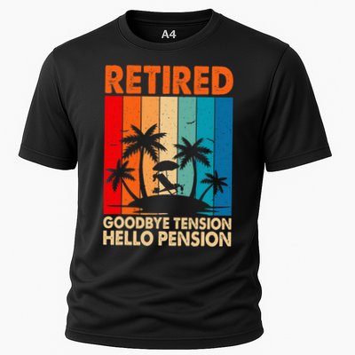 Goodbye Tension Hello Pension Beach Palm Trees Retirement Performance Shirt