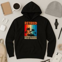 Goodbye Tension Hello Pension Beach Palm Trees Retirement Hoodie