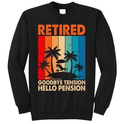 Goodbye Tension Hello Pension Beach Palm Trees Retirement Sweatshirt