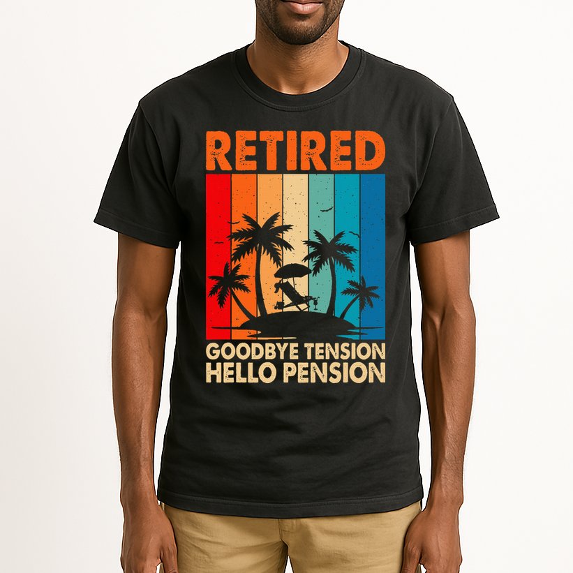 Goodbye Tension Hello Pension Beach Palm Trees Retirement Tall T-Shirt