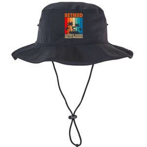 Goodbye Tension Hello Pension Beach Palm Trees Retirement Legacy Cool Fit Booney Bucket Hat