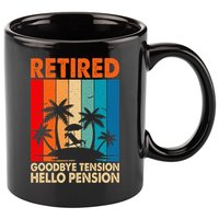 Goodbye Tension Hello Pension Beach Palm Trees Retirement 11oz C Handle Ceramic Mug