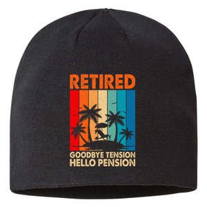 Goodbye Tension Hello Pension Beach Palm Trees Retirement Sustainable Beanie