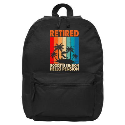 Goodbye Tension Hello Pension Beach Palm Trees Retirement 16 in Basic Backpack