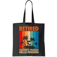 Goodbye Tension Hello Pension Beach Palm Trees Retirement Bag