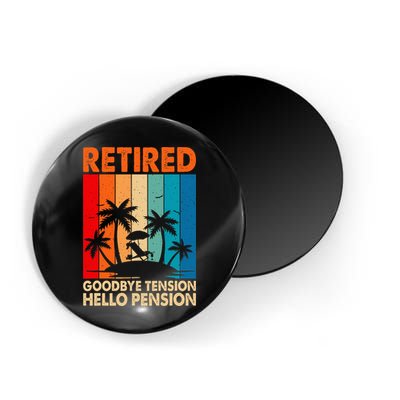 Goodbye Tension Hello Pension Beach Palm Trees Retirement Magnet