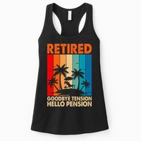 Goodbye Tension Hello Pension Beach Palm Trees Retirement Womens Tank Top