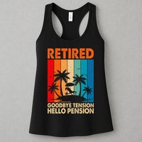 Goodbye Tension Hello Pension Beach Palm Trees Retirement Womens Tank Top