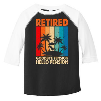 Goodbye Tension Hello Pension Beach Palm Trees Retirement Toddler Fine Jersey T-Shirt