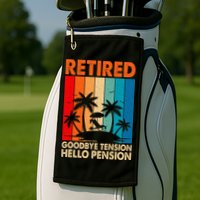 Goodbye Tension Hello Pension Beach Palm Trees Retirement Golf Towel