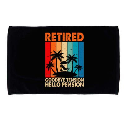 Goodbye Tension Hello Pension Beach Palm Trees Retirement Microfiber Hand Towel