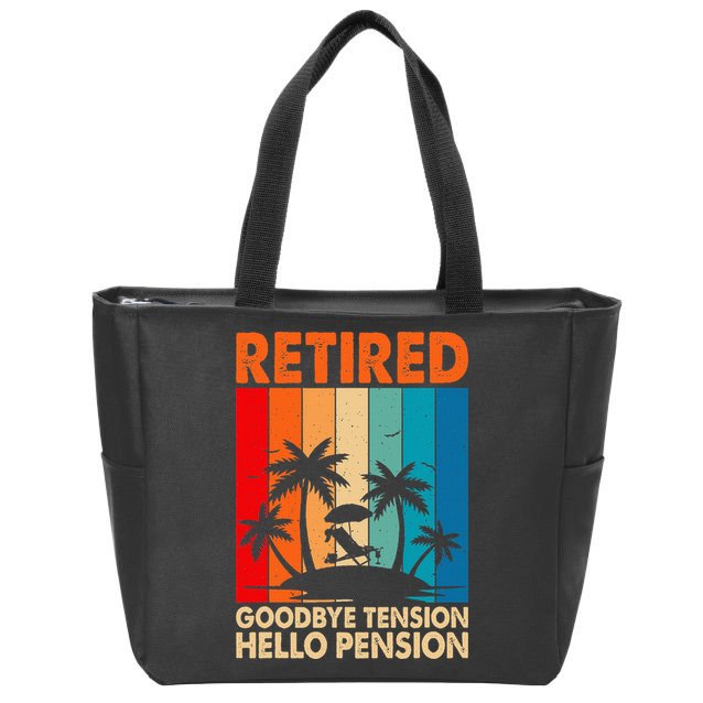 Goodbye Tension Hello Pension Beach Palm Trees Retirement Zip Tote Bag