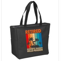 Goodbye Tension Hello Pension Beach Palm Trees Retirement Zip Tote Bag