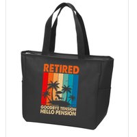 Goodbye Tension Hello Pension Beach Palm Trees Retirement Zip Tote Bag