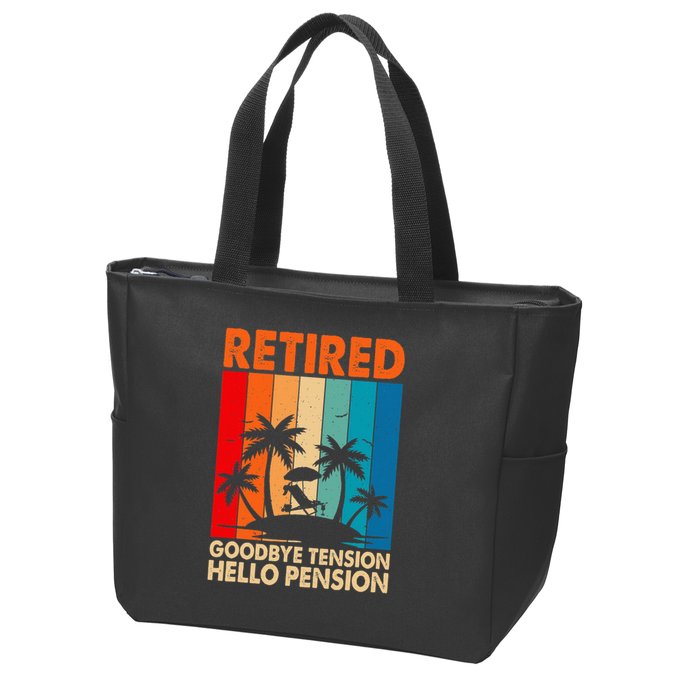 Goodbye Tension Hello Pension Beach Palm Trees Retirement Zip Tote Bag