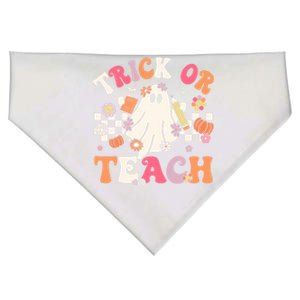 Groovy Teacher Halloween Retro Trick Or Teach Floral Ghost Gift USA-Made Doggie Bandana