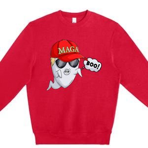 Ghost Trump Halloween Costume Maga Donald Trump Boo Premium Crewneck Sweatshirt