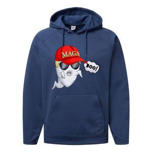 Ghost Trump Halloween Costume Maga Donald Trump Boo Performance Fleece Hoodie