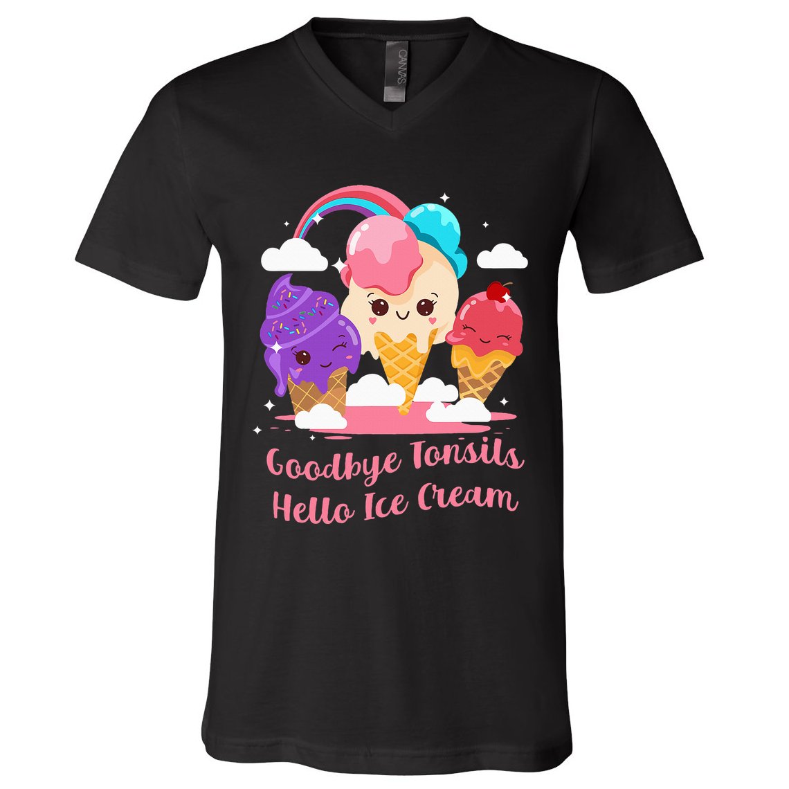 Goodbye Tonsils Hello Ice Cream Tonsillectomy Surgery V-Neck T-Shirt