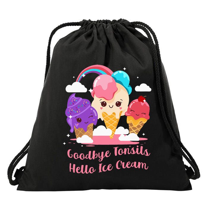 Goodbye Tonsils Hello Ice Cream Tonsillectomy Surgery Drawstring Bag