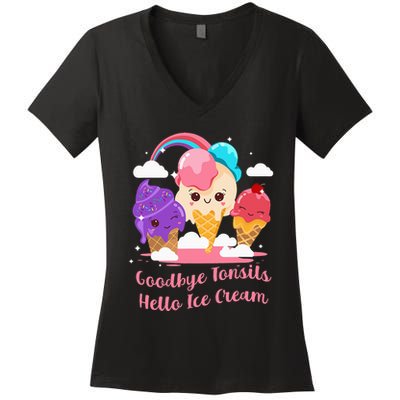 Goodbye Tonsils Hello Ice Cream Tonsillectomy Surgery Women's V-Neck T-Shirt