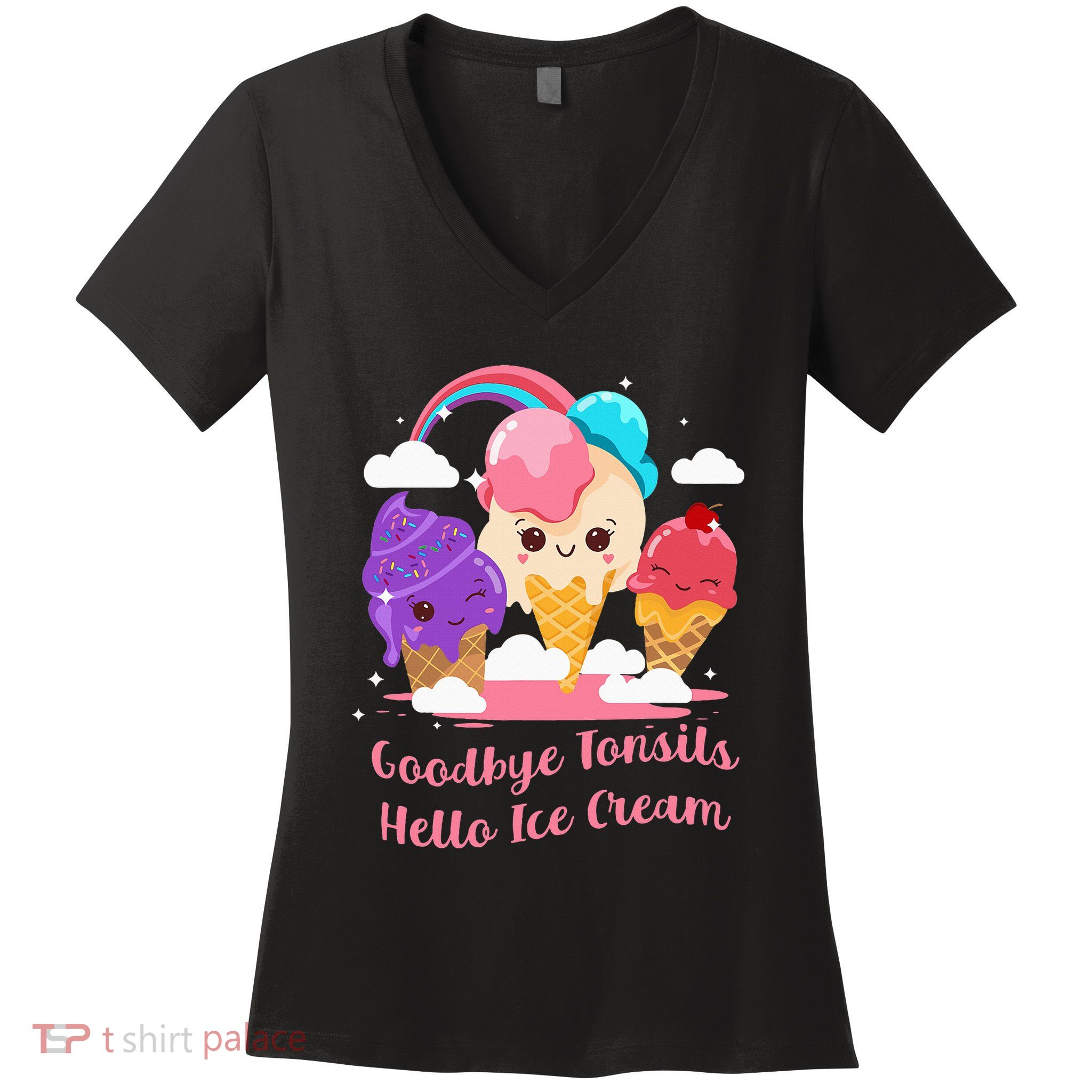 Goodbye Tonsils Hello Ice Cream Tonsillectomy Surgery Women's V-Neck T-Shirt
