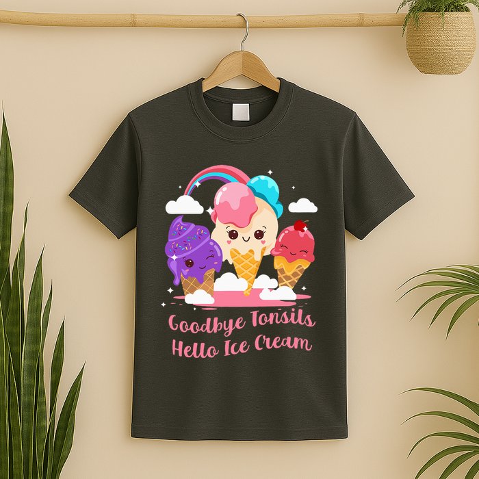 Goodbye Tonsils Hello Ice Cream Tonsillectomy Surgery T-Shirt