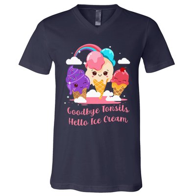 Goodbye Tonsils Hello Ice Cream Tonsillectomy Surgery V-Neck T-Shirt