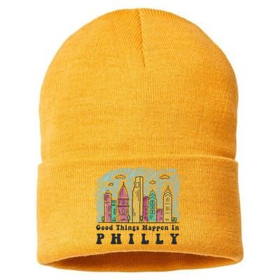 Good Things Happen In Philly Shirt, Philadelphia Skyline Sustainable Knit Beanie