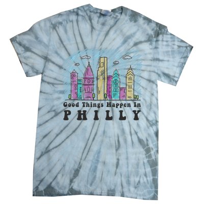 Good Things Happen In Philly Shirt, Philadelphia Skyline Tie-Dye T-Shirt