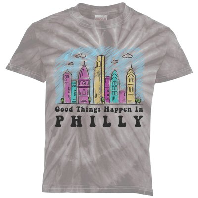 Good Things Happen In Philly Shirt, Philadelphia Skyline Kids Tie-Dye T-Shirt