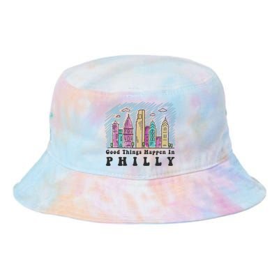 Good Things Happen In Philly Shirt, Philadelphia Skyline Tie Dye Newport Bucket Hat