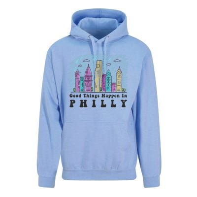 Good Things Happen In Philly Shirt, Philadelphia Skyline Unisex Surf Hoodie