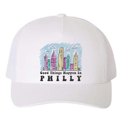 Good Things Happen In Philly Shirt, Philadelphia Skyline Yupoong Adult 5-Panel Trucker Hat