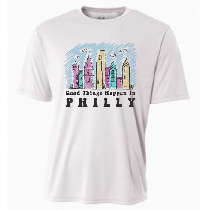 Good Things Happen In Philly Shirt, Philadelphia Skyline Cooling Performance Crew T-Shirt