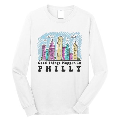 Good Things Happen In Philly Shirt, Philadelphia Skyline Long Sleeve Shirt