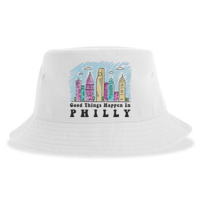 Good Things Happen In Philly Shirt, Philadelphia Skyline Sustainable Bucket Hat