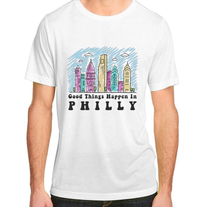 Good Things Happen In Philly Shirt, Philadelphia Skyline Adult ChromaSoft Performance T-Shirt