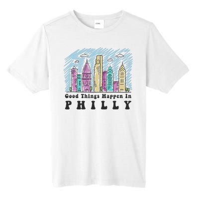 Good Things Happen In Philly Shirt, Philadelphia Skyline Tall Fusion ChromaSoft Performance T-Shirt