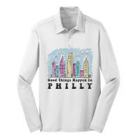 Good Things Happen In Philly Shirt, Philadelphia Skyline Silk Touch Performance Long Sleeve Polo