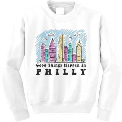 Good Things Happen In Philly Shirt, Philadelphia Skyline Kids Sweatshirt