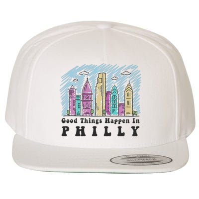 Good Things Happen In Philly Shirt, Philadelphia Skyline Wool Snapback Cap