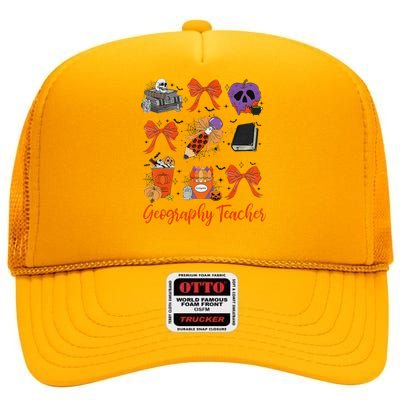 Geography Teacher Halloween Pencil Costume Design High Crown Mesh Back Trucker Hat