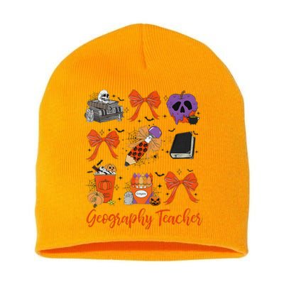 Geography Teacher Halloween Pencil Costume Design Short Acrylic Beanie