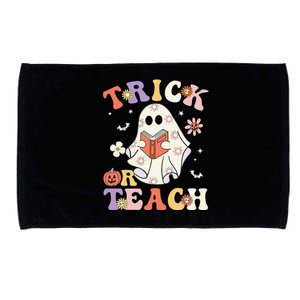 Groovy Teacher Halloween Trick Or Teach Retro Floral Ghost Microfiber Hand Towel