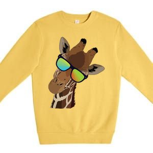 Good Time Hipster Giraffe, Giraffe Sunglasses Gift Premium Crewneck Sweatshirt